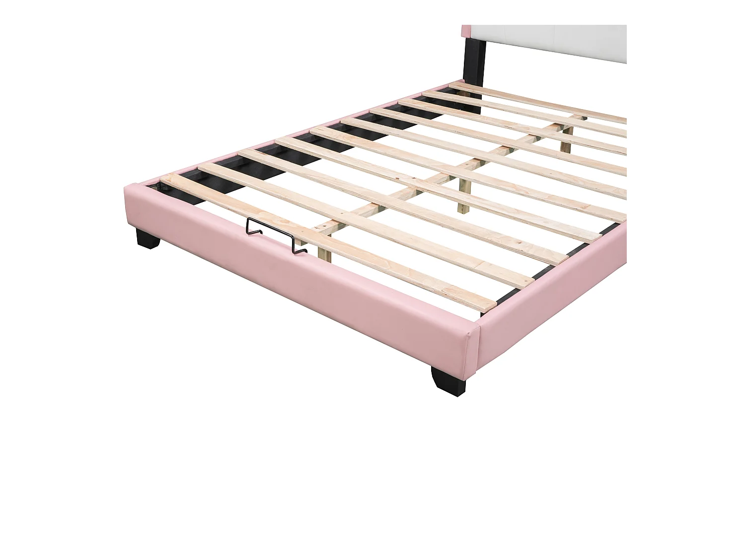 Lit princesse enfant 140x200 cm en forme de couronne avec sommier à lattes et dossier , rose (matelas non inclus)