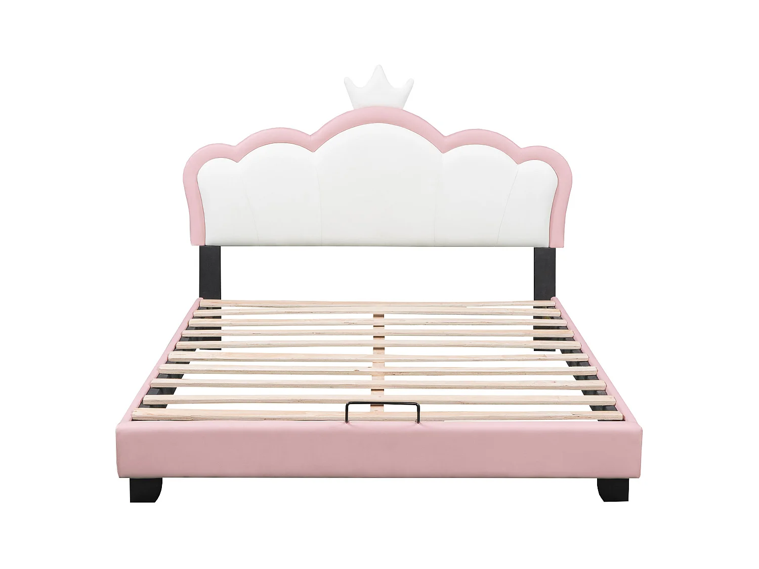 Lit princesse enfant 140x200 cm en forme de couronne avec sommier à lattes et dossier , rose (matelas non inclus)