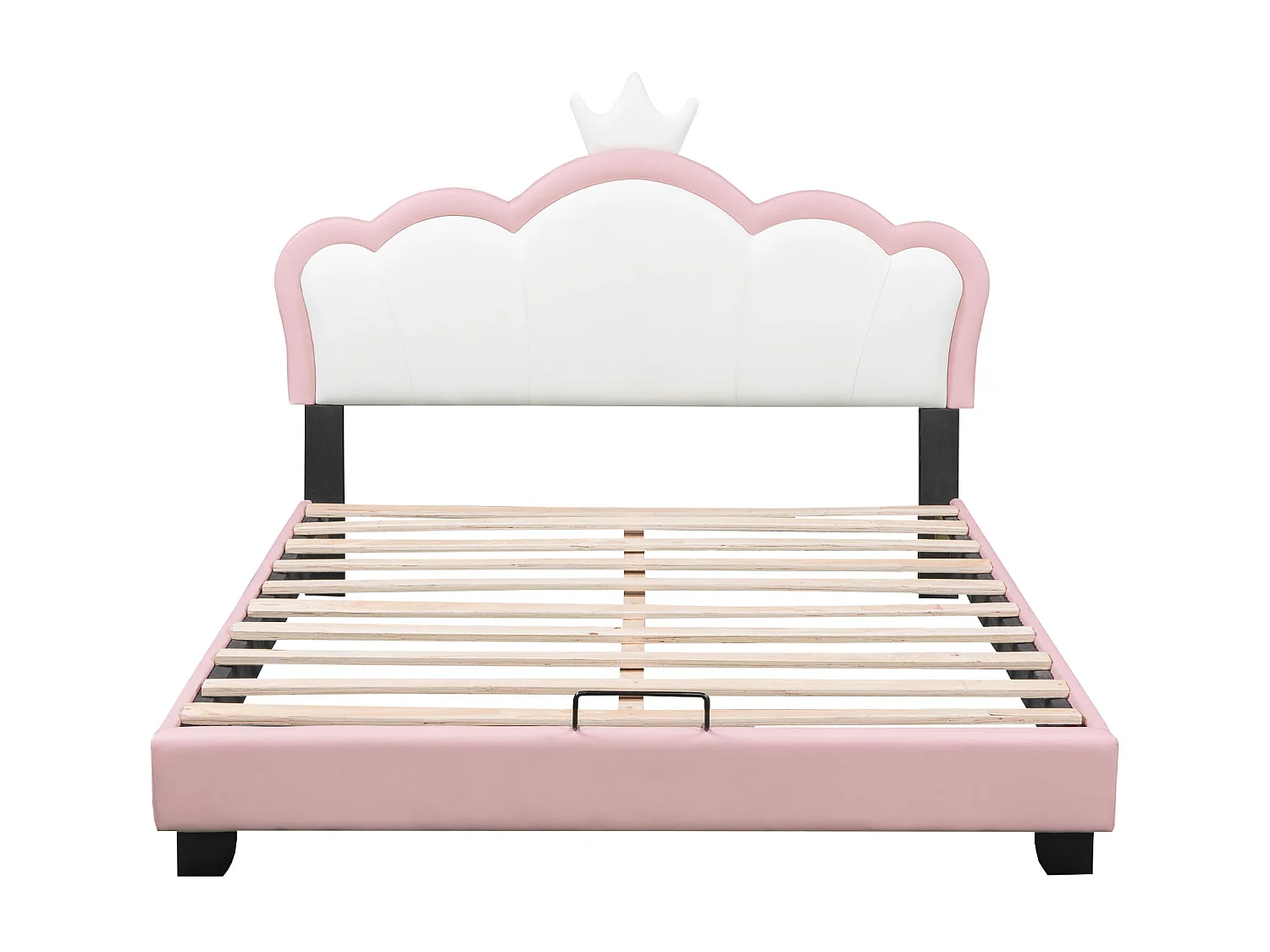 Lit princesse enfant 140x200 cm en forme de couronne avec sommier à lattes et dossier , rose (matelas non inclus)