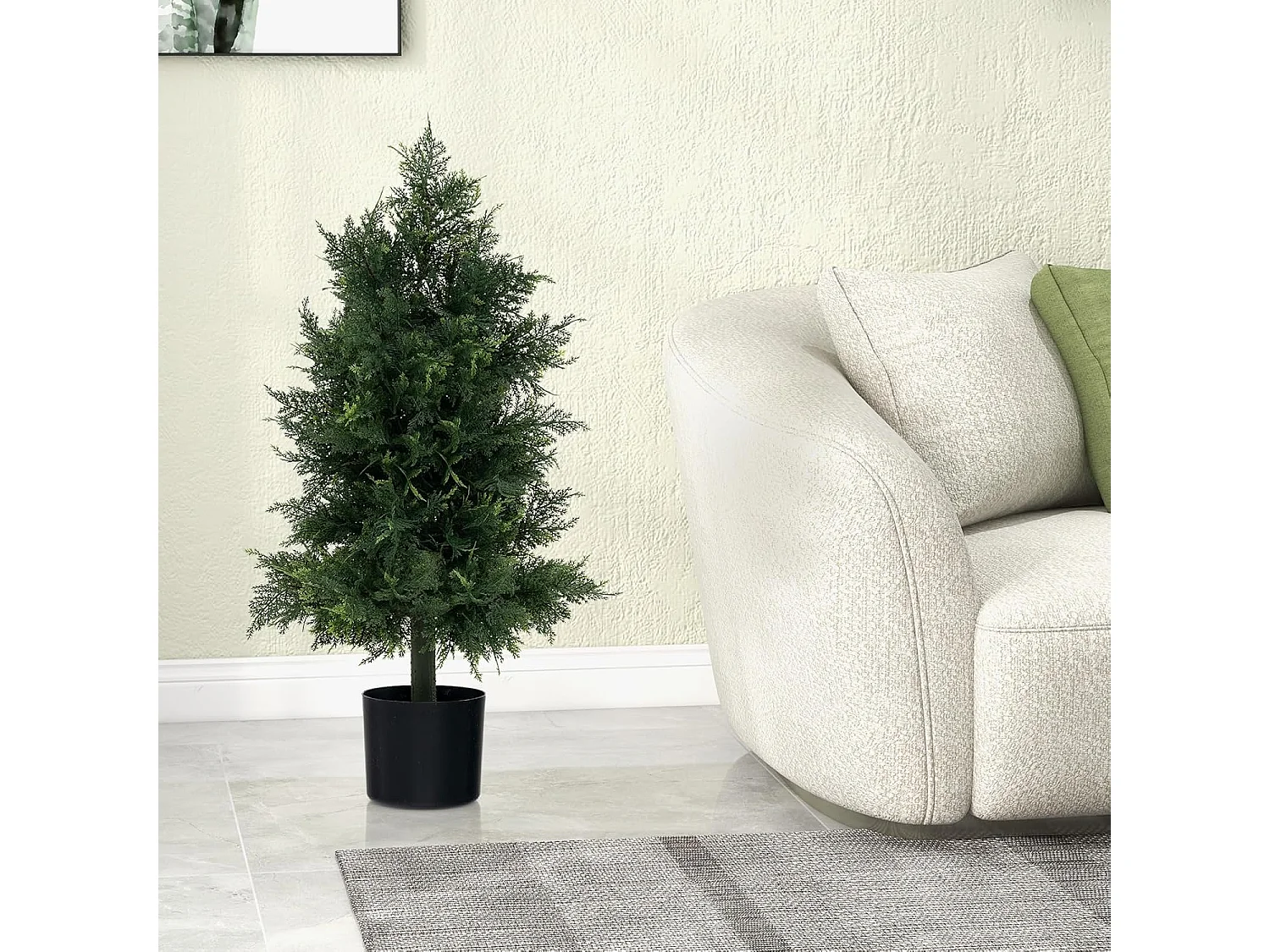 Kunstplant ceder 80 cm, kunstmatige plant, dennenboom, vormsnijboom, kunstboom met pot, groene planten met realistische bladeren,kamerplant voor thuis,groen (1