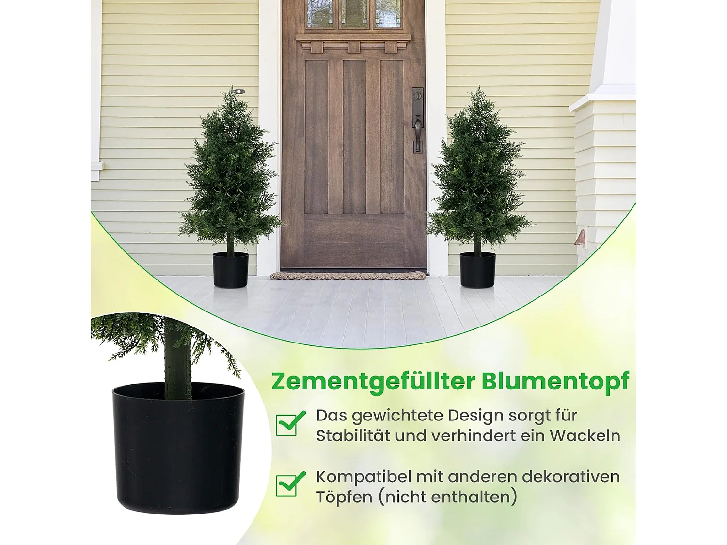 Kunstplant ceder 80 cm, kunstmatige plant, dennenboom, vormsnijboom, kunstboom met pot, groene planten met realistische bladeren,kamerplant voor thuis,groen (1