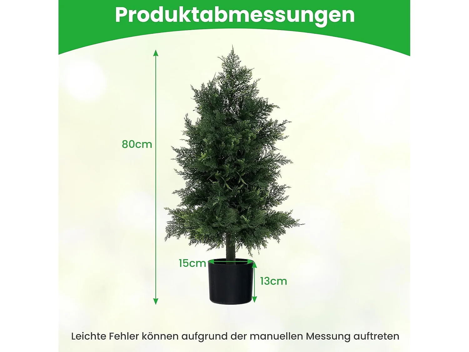 Kunstplant ceder 80 cm, kunstmatige plant, dennenboom, vormsnijboom, kunstboom met pot, groene planten met realistische bladeren,kamerplant voor thuis,groen (1