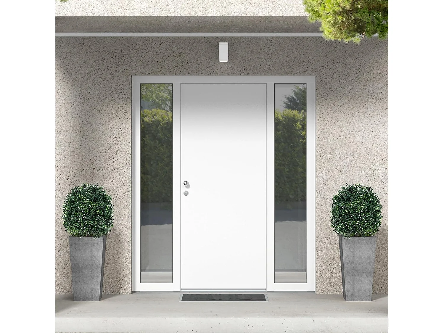 kunstplant 55cm set van 2,buxus met bladeren & 343 witte vruchten,kunstboom met pot，kunst decoratieve plant topiary, kamerplant in bolvorm,voor thuiskantoor, groen