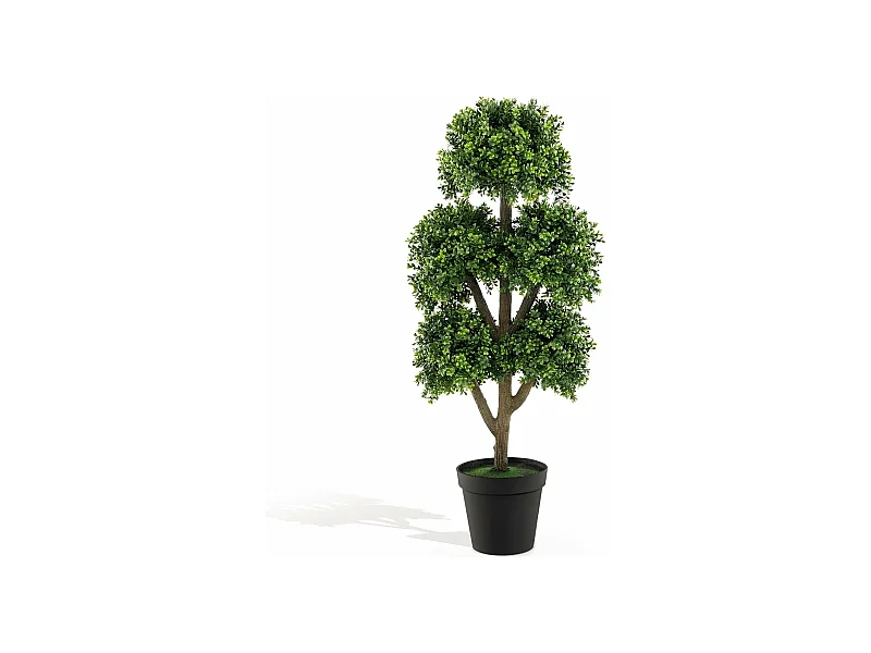 Kunstbuxusboom 115 cm, kunstplant met 5 ballen, decoratieve plant in pot, bolboom, groene planten, kunstboom, kamerplant, decoratie,kantoor,veranda, groenTL32395