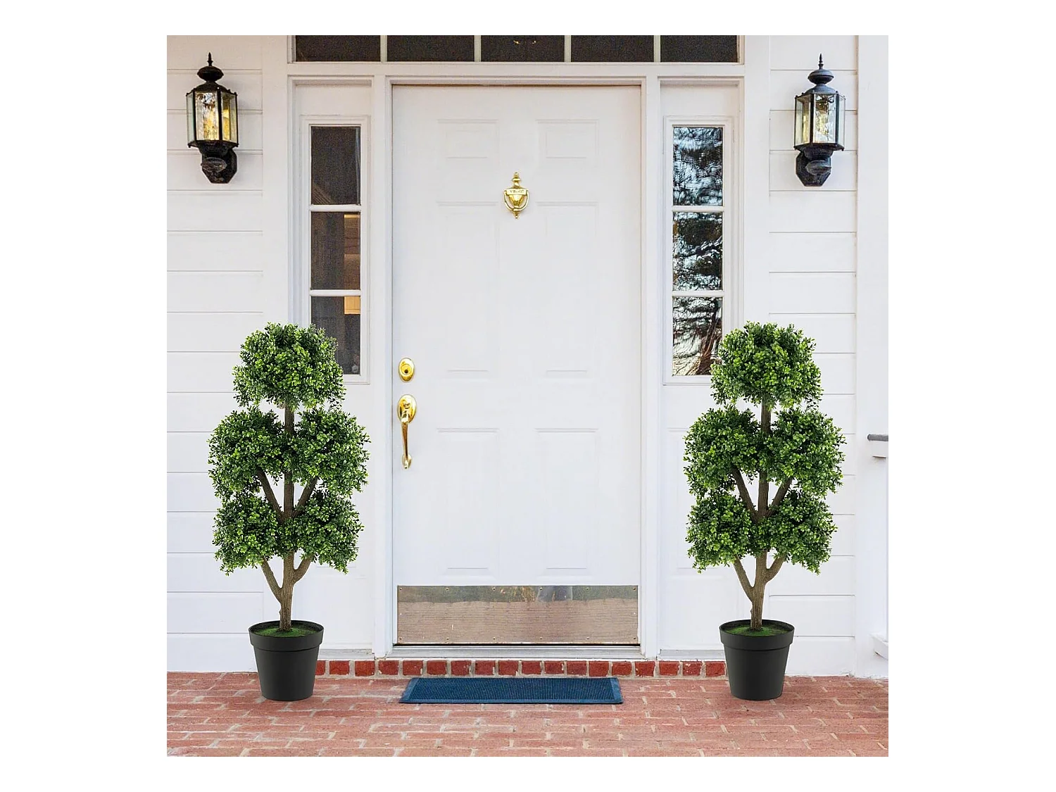 Kunstbuxusboom 115 cm, kunstplant met 5 ballen, decoratieve plant in pot, bolboom, groene planten, kunstboom, kamerplant, decoratie,kantoor,veranda, groenTL32395