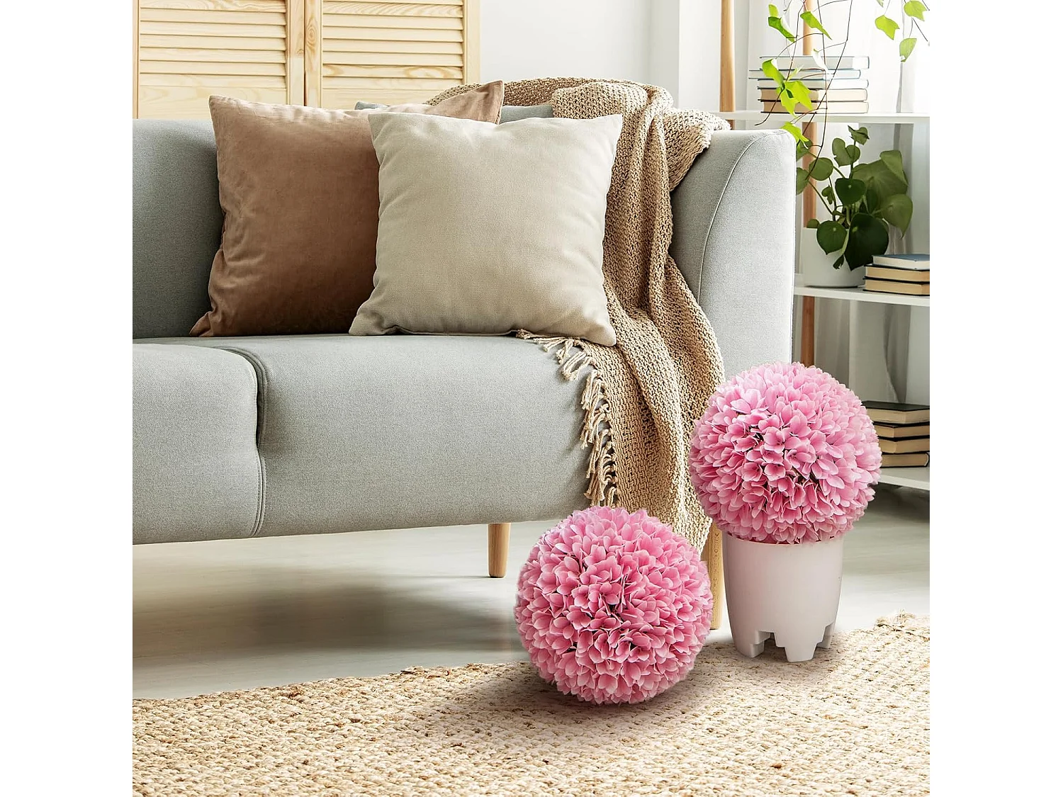 Buxusballen, 28 cm, uv-bestendig, vormgesneden, kunstplant, decoratieve plant, boekbal, kunstplant, decoratieve bolplanten voor huis, tuin, balkon, bruiloft, roze