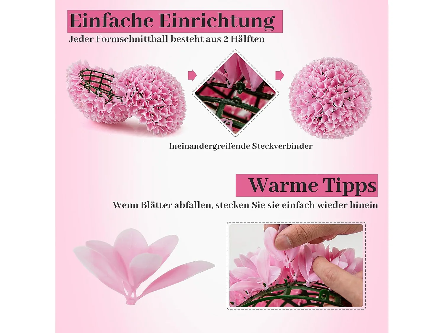 Buxusballen, 28 cm, uv-bestendig, vormgesneden, kunstplant, decoratieve plant, boekbal, kunstplant, decoratieve bolplanten voor huis, tuin, balkon, bruiloft, roze