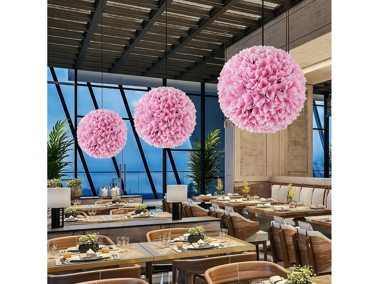 Buxusballen, 28 cm, uv-bestendig, vormgesneden, kunstplant, decoratieve plant, boekbal, kunstplant, decoratieve bolplanten voor huis, tuin, balkon, bruiloft, roze