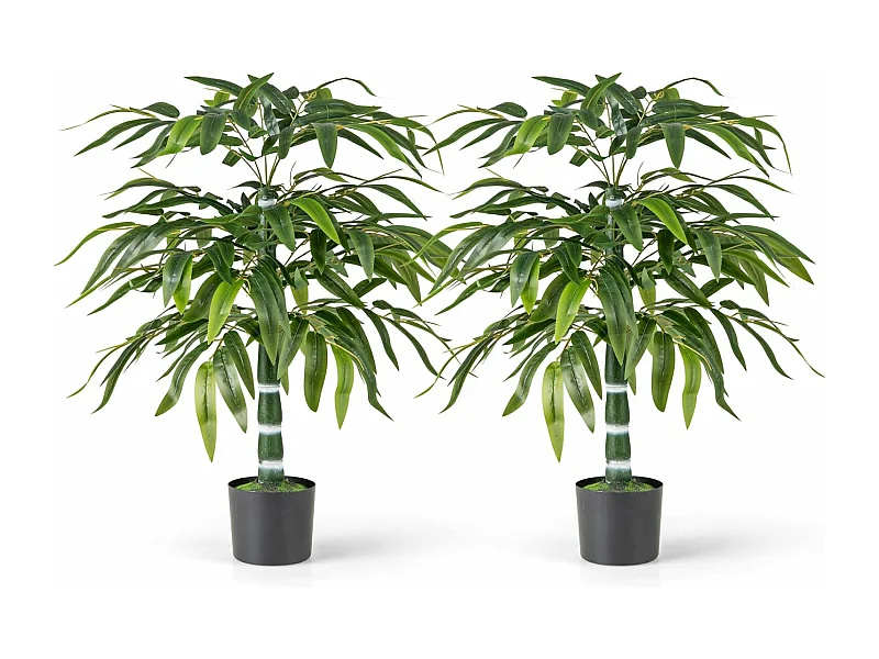 Set van 2 kunstplanten, bamboe, 100 cm kunstboom met pot, stammen en verstelbare takken, kunstplant voor thuis, kantoor, bamboeboom,bamboedecoratie,decoratie,groen