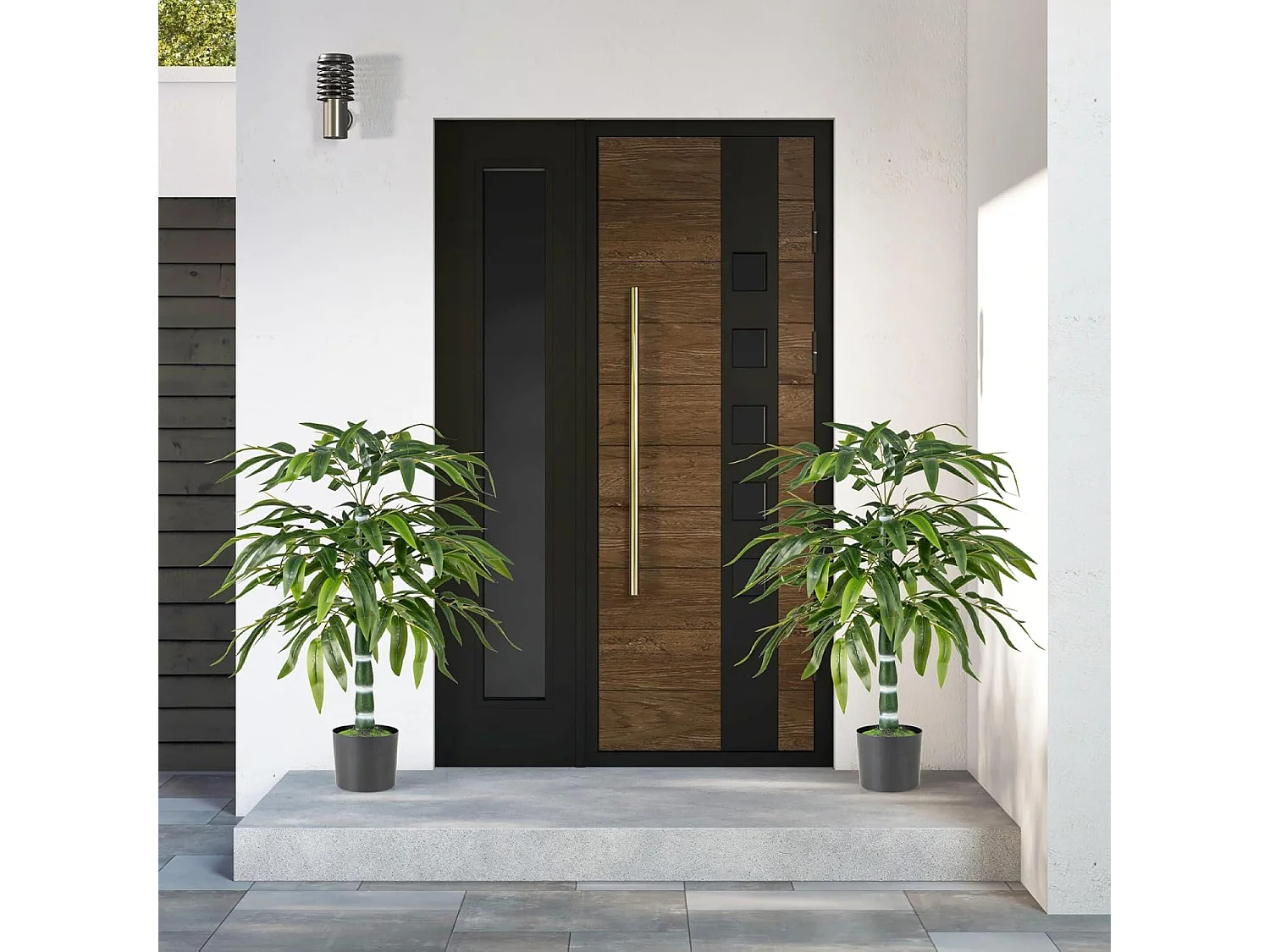 Set van 2 kunstplanten, bamboe, 100 cm kunstboom met pot, stammen en verstelbare takken, kunstplant voor thuis, kantoor, bamboeboom,bamboedecoratie,decoratie,groen