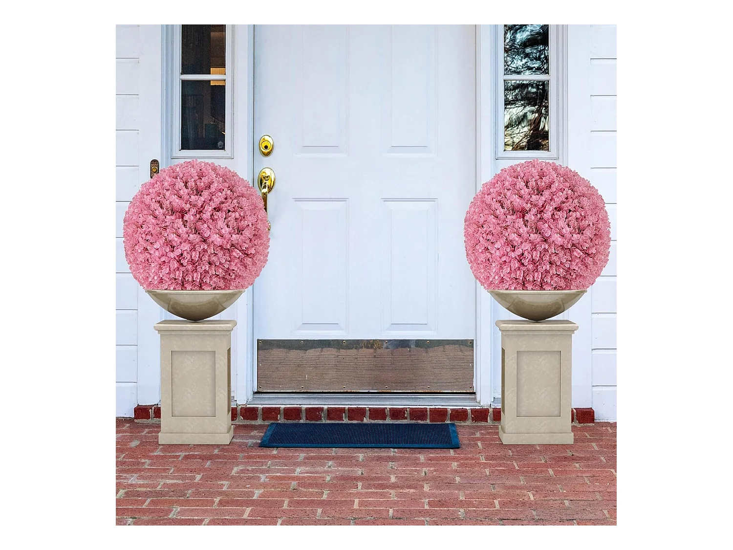 Buxusballen, 2 stuks, 44 cm, kunstplant eucalyptus, buxusbal, grasbal, plantenbal, uv-bestendig,decoratieve plant, boekbal, kunstplant, voor huis，bruiloft, roze