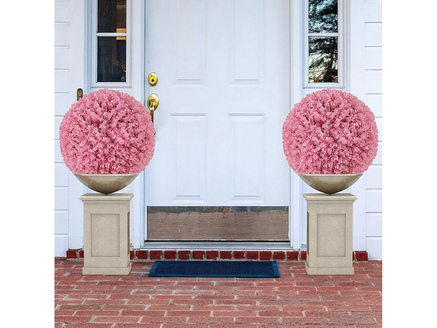 Buxusballen, 2 stuks, 44 cm, kunstplant eucalyptus, buxusbal, grasbal, plantenbal, uv-bestendig,decoratieve plant, boekbal, kunstplant, voor huis，bruiloft, roze