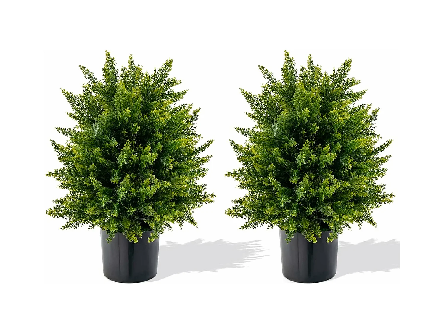 Set van 2 kunstplanten 55 cm, ceder buxusboom, kunstboom met pot, kunstmatige decoratieve plant, groene planten, kamerplant voor thuis en kantoor, groen