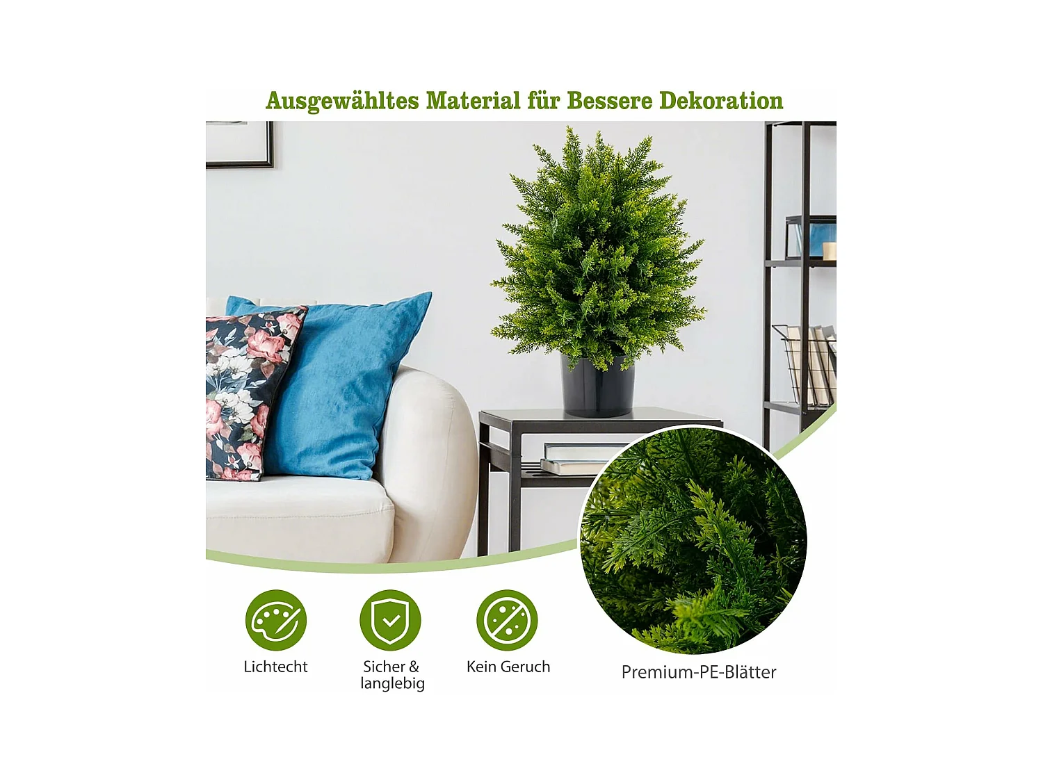 Set van 2 kunstplanten 55 cm, ceder buxusboom, kunstboom met pot, kunstmatige decoratieve plant, groene planten, kamerplant voor thuis en kantoor, groen