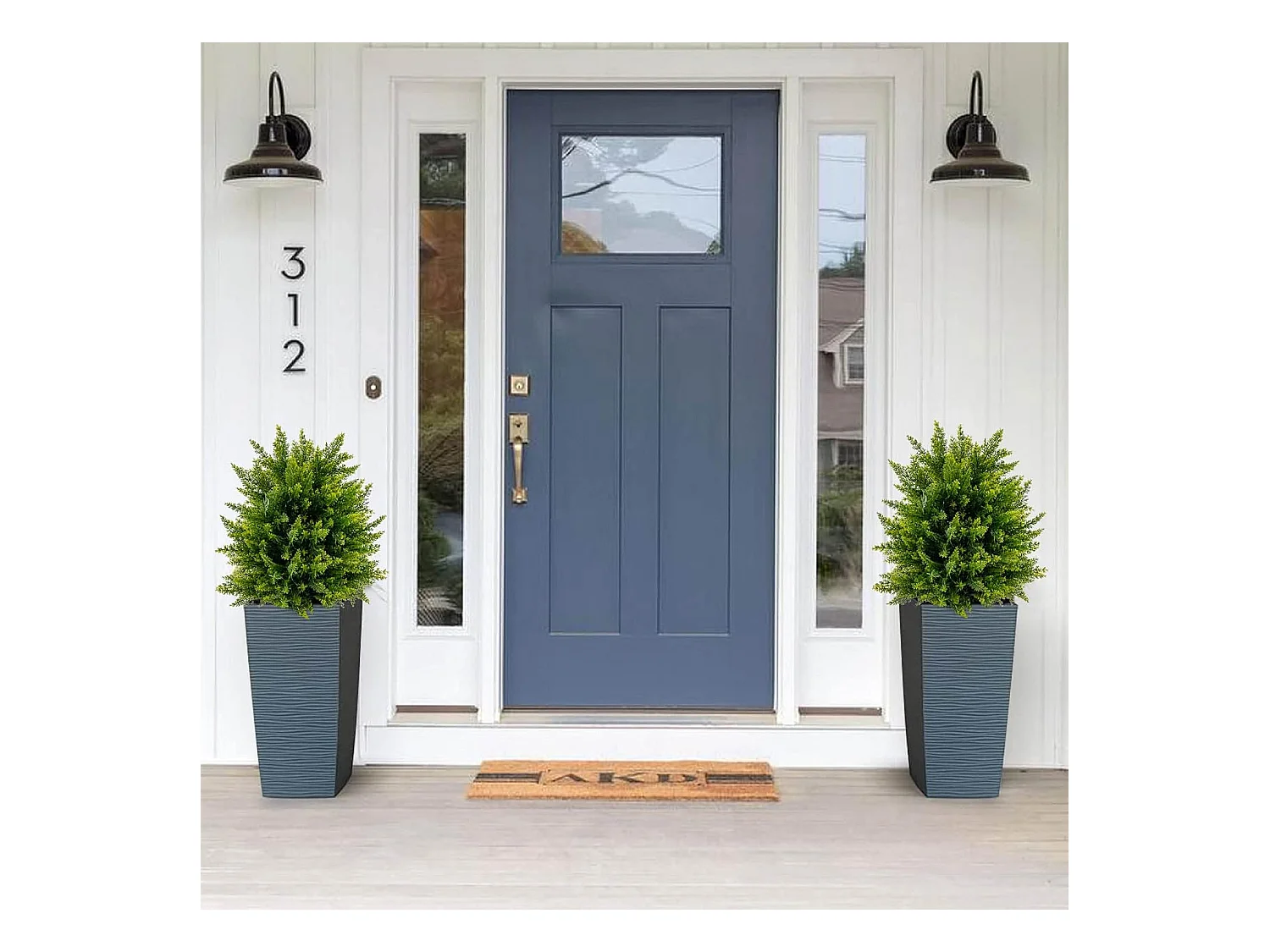 Set van 2 kunstplanten 55 cm, ceder buxusboom, kunstboom met pot, kunstmatige decoratieve plant, groene planten, kamerplant voor thuis en kantoor, groen