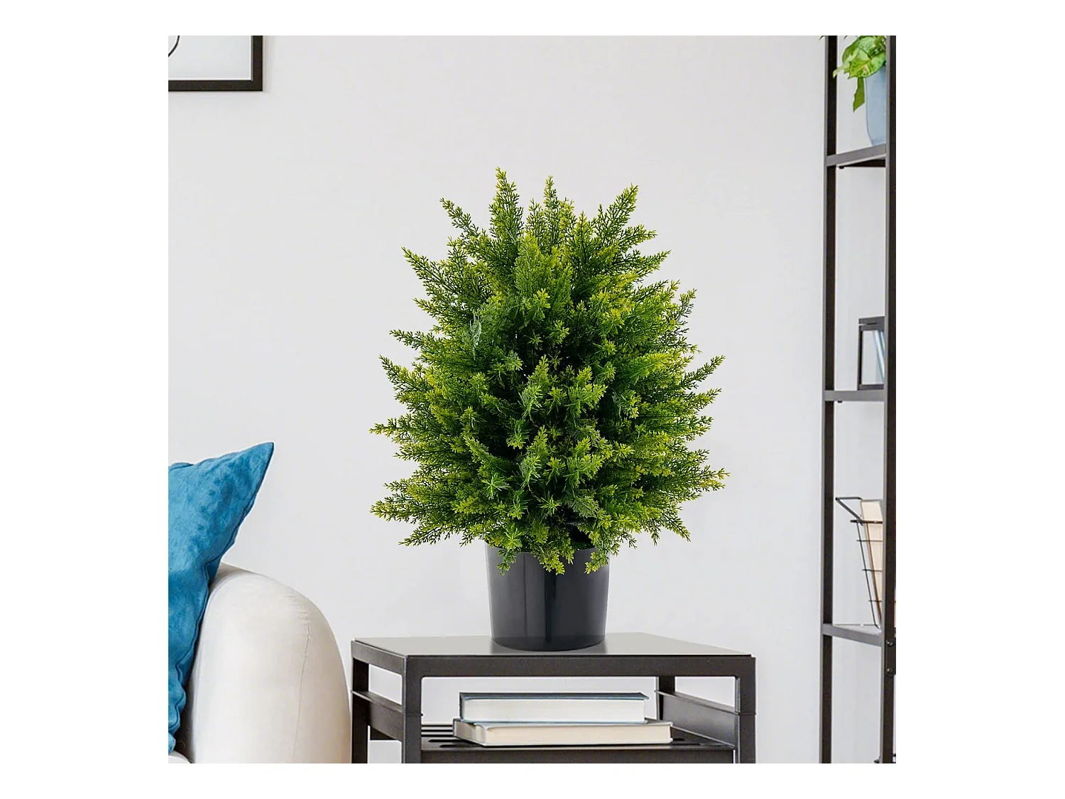 Set van 2 kunstplanten 55 cm, ceder buxusboom, kunstboom met pot, kunstmatige decoratieve plant, groene planten, kamerplant voor thuis en kantoor, groen