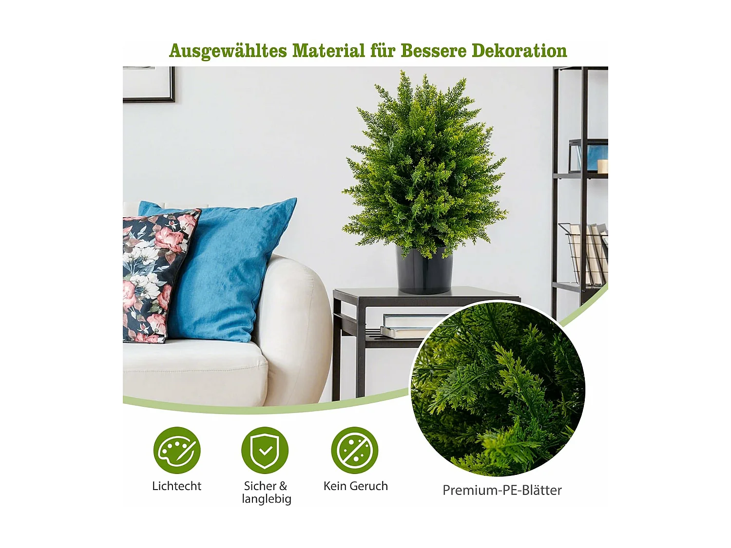 Set van 2 kunstplanten 55 cm, ceder buxusboom, kunstboom met pot, kunstmatige decoratieve plant, groene planten, kamerplant voor thuis en kantoor, groen