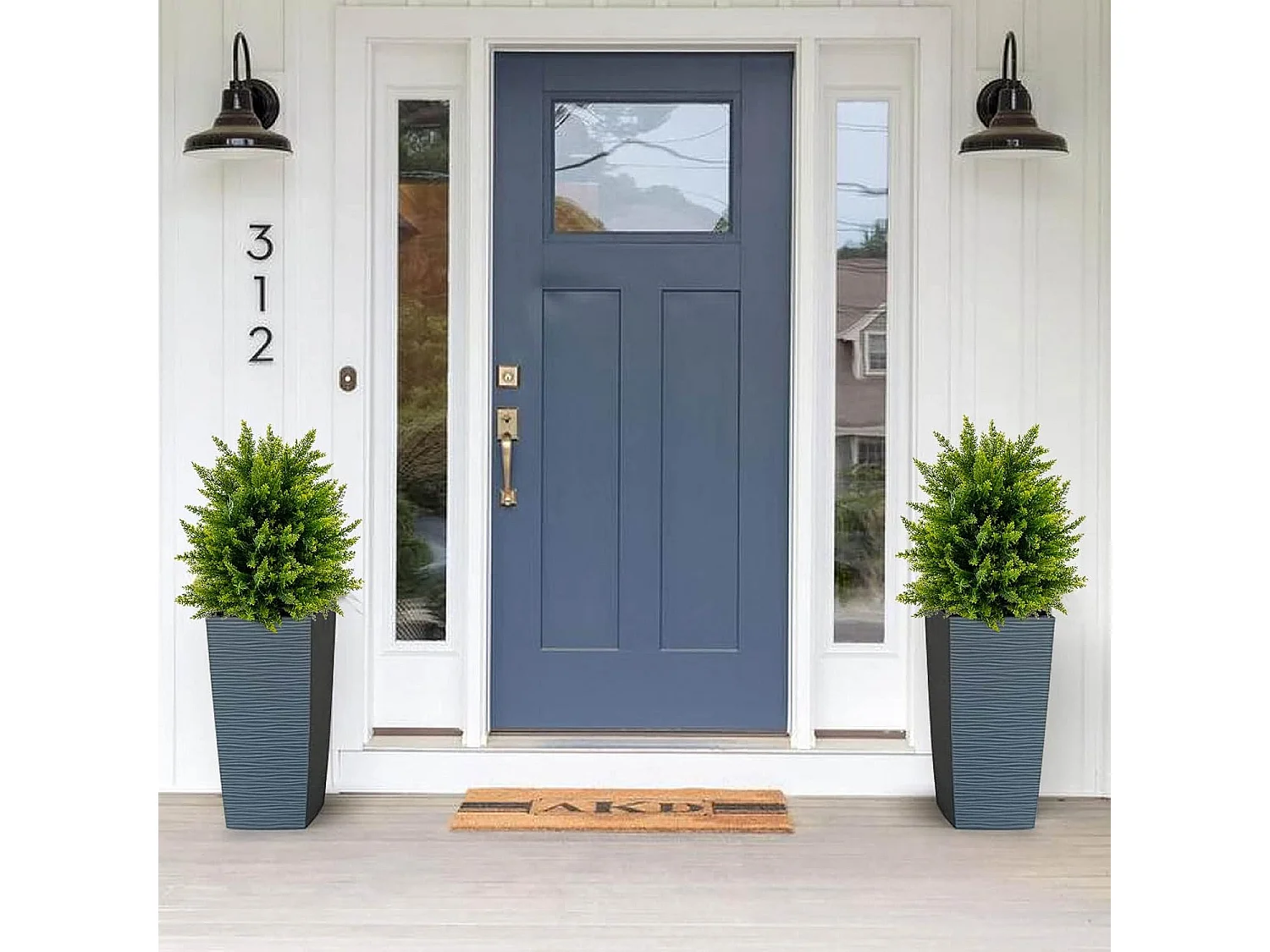 Set van 2 kunstplanten 55 cm, ceder buxusboom, kunstboom met pot, kunstmatige decoratieve plant, groene planten, kamerplant voor thuis en kantoor, groen