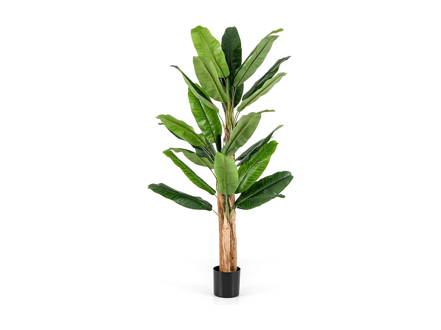 Kunstmatige bananenboom, bananenplant met 27 bladeren en natuurlijke stam, kunstplant in pot, bananenpalm, kunstboom,decoratie,voor thuis, kantoor, groen (195 cm)
