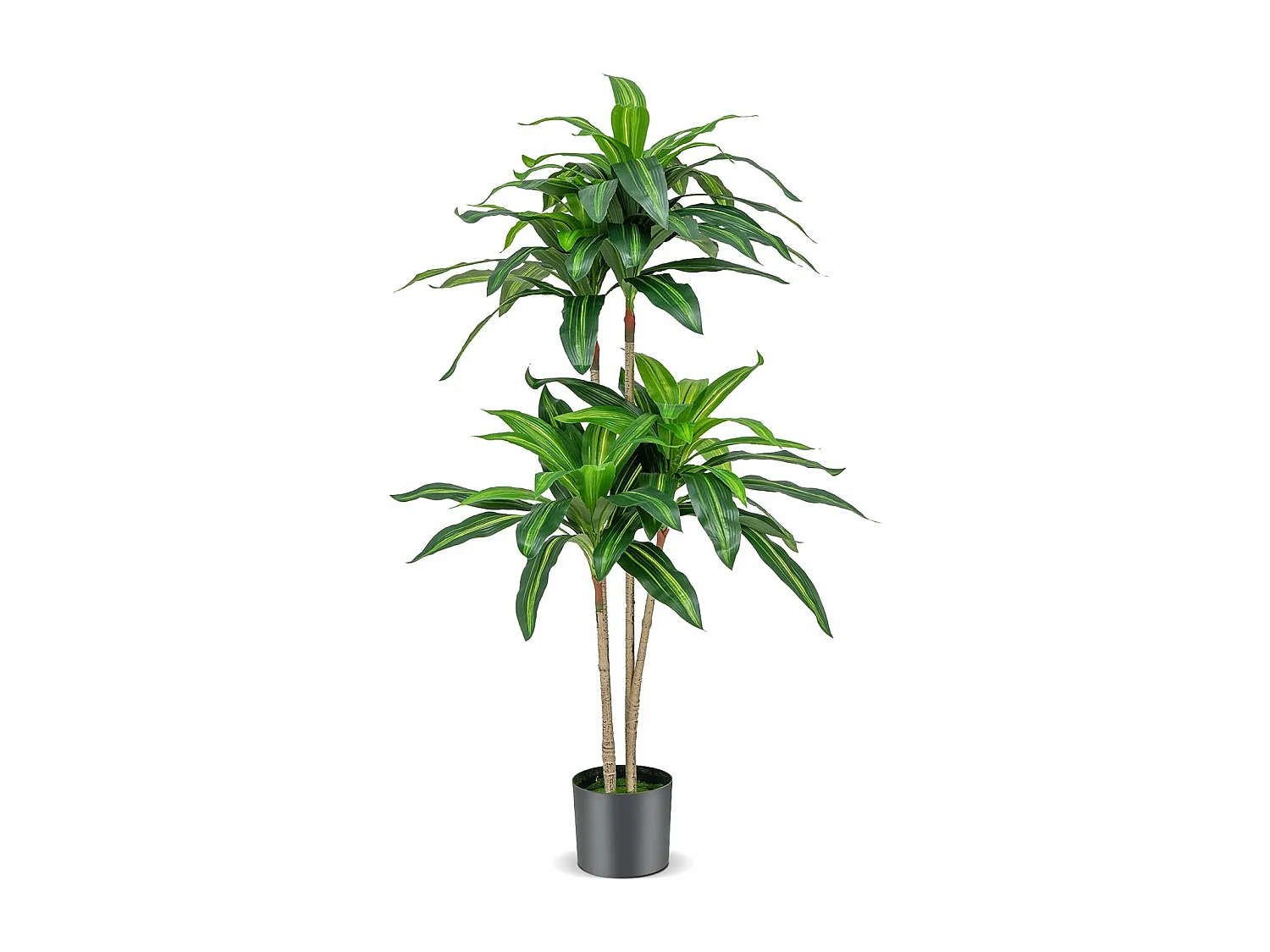 140 cm kunstplant, Dracena, kamerplant met pot en 92 bladeren, plant, groene drakenboom, kunstpalm, kunstboom, palm, voor tuin, kantoor, kamerdecoratie
