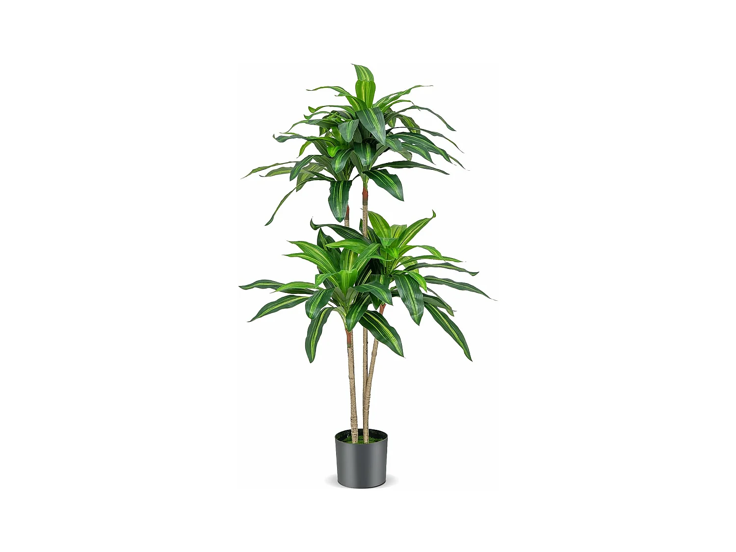 140 cm kunstplant, Dracena, kamerplant met pot en 92 bladeren, plant, groene drakenboom, kunstpalm, kunstboom, palm, voor tuin, kantoor, kamerdecoratie