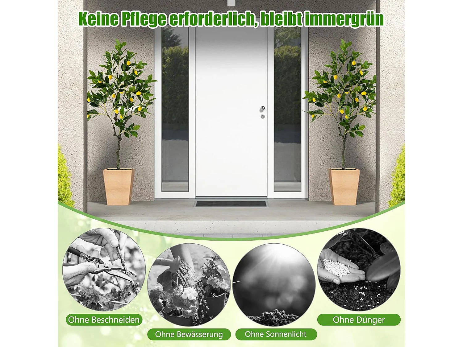 Kunstmatige citroenboom, limonenboom met pot en 18 citroenen, kunstplant met vruchten, citrusplant, potplant, kamerplant,kantoor, decoratie, groen + geel (120 cm)