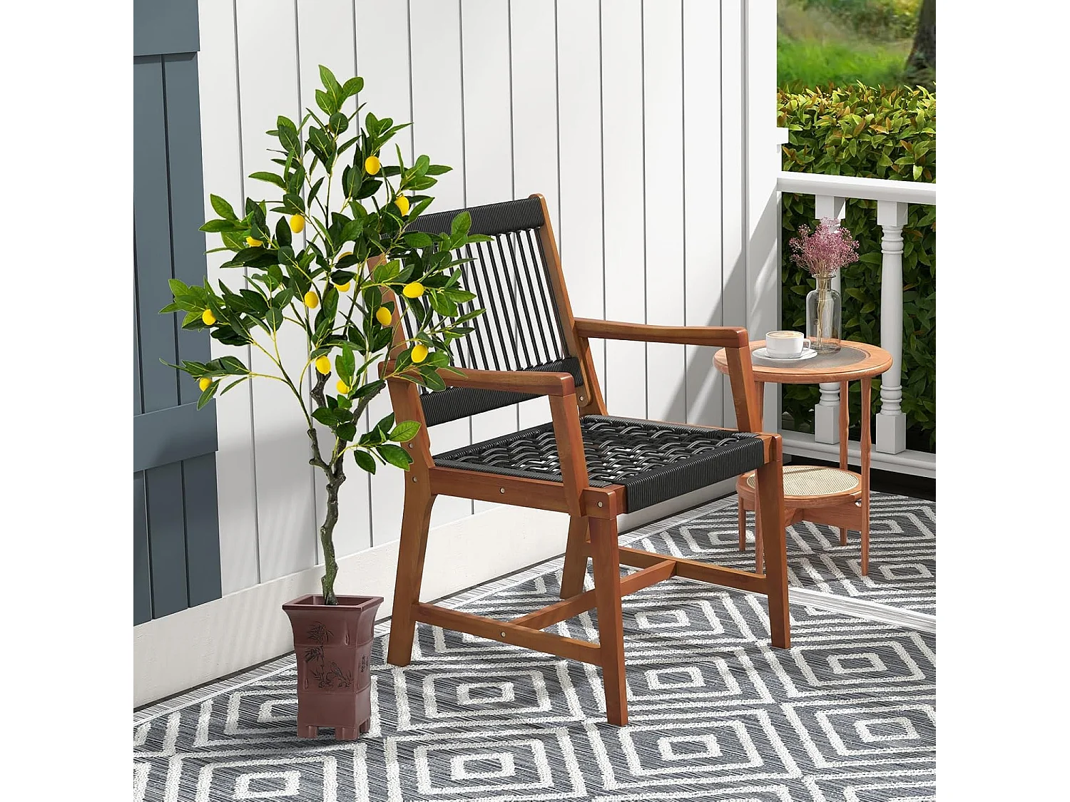 Kunstmatige citroenboom, limonenboom met pot en 18 citroenen, kunstplant met vruchten, citrusplant, potplant, kamerplant,kantoor, decoratie, groen + geel (120 cm)