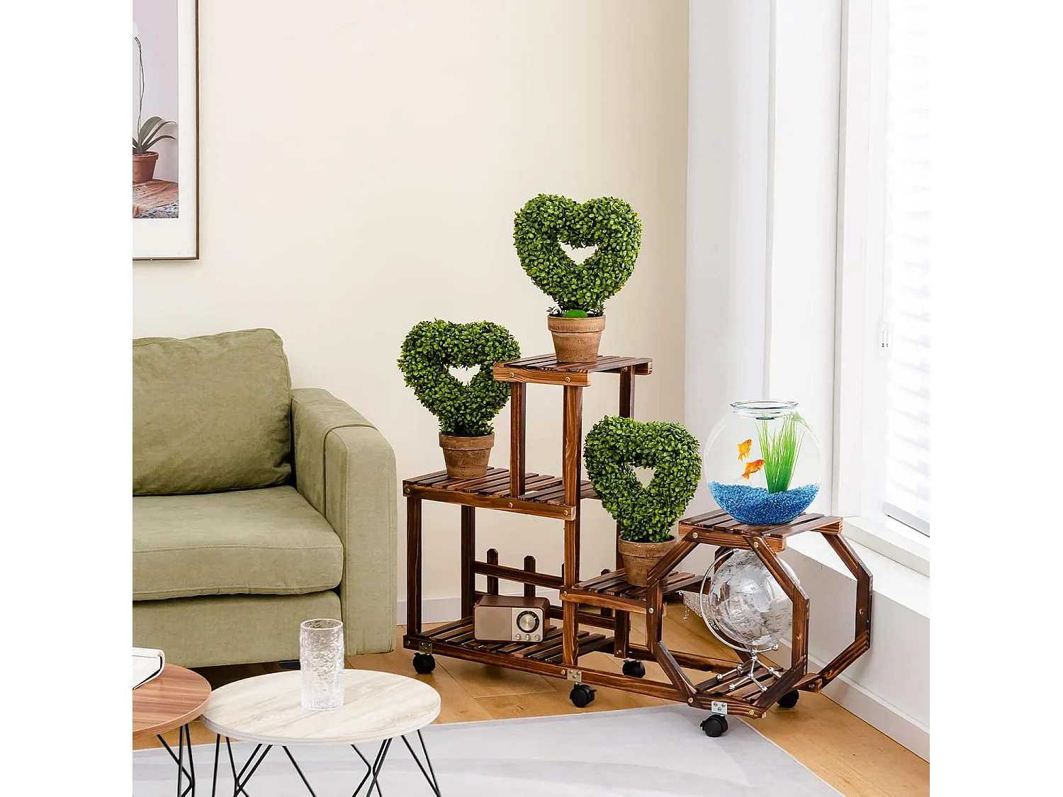 Set van 4 mini-kunstplanten in pot, 26 x 28,5 cm, mini-kunstplant in dennenappelvorm, kleine kamerplantendecoratie,tafeldecoratie, voor thuis en kantoor, groen