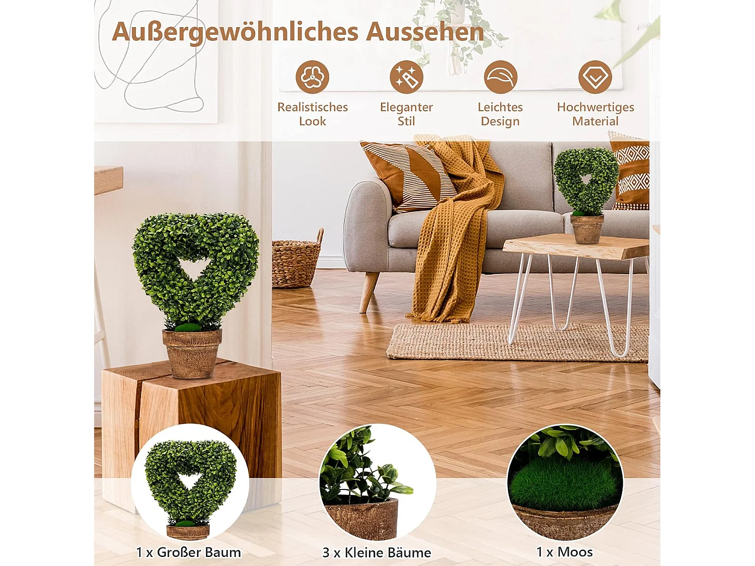 Set van 4 mini-kunstplanten in pot, 26 x 28,5 cm, mini-kunstplant in dennenappelvorm, kleine kamerplantendecoratie,tafeldecoratie, voor thuis en kantoor, groen