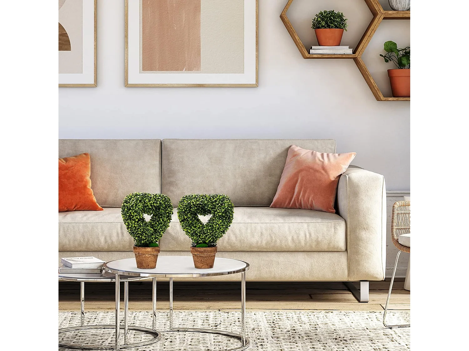 Set van 4 mini-kunstplanten in pot, 26 x 28,5 cm, mini-kunstplant in dennenappelvorm, kleine kamerplantendecoratie,tafeldecoratie, voor thuis en kantoor, groen