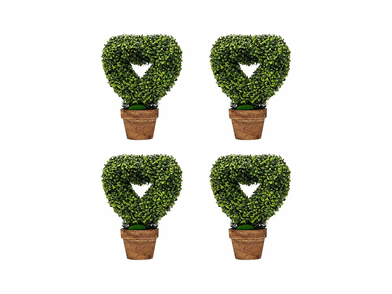 Set van 4 mini-kunstplanten in pot, 26 x 28,5 cm, mini-kunstplant in dennenappelvorm, kleine kamerplantendecoratie,tafeldecoratie, voor thuis en kantoor, groen