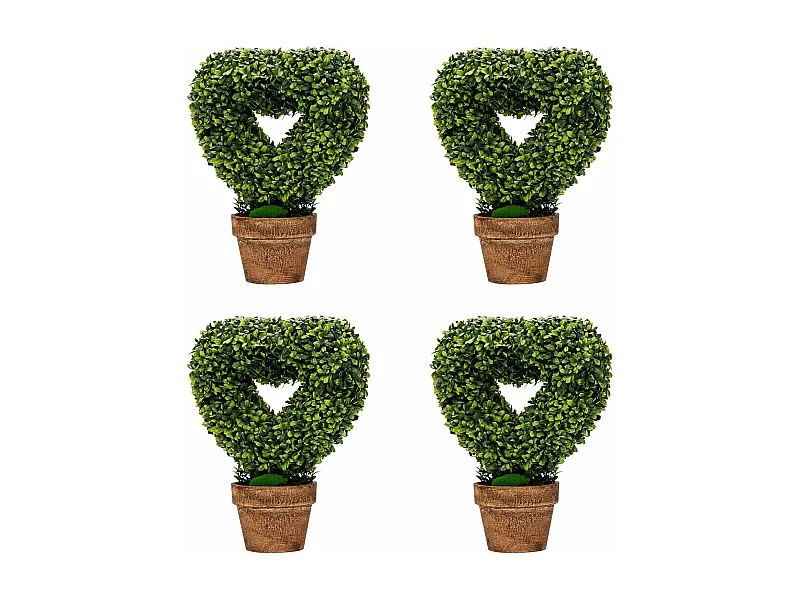 Set van 4 mini-kunstplanten in pot, 26 x 28,5 cm, mini-kunstplant in dennenappelvorm, kleine kamerplantendecoratie,tafeldecoratie, voor thuis en kantoor, groen