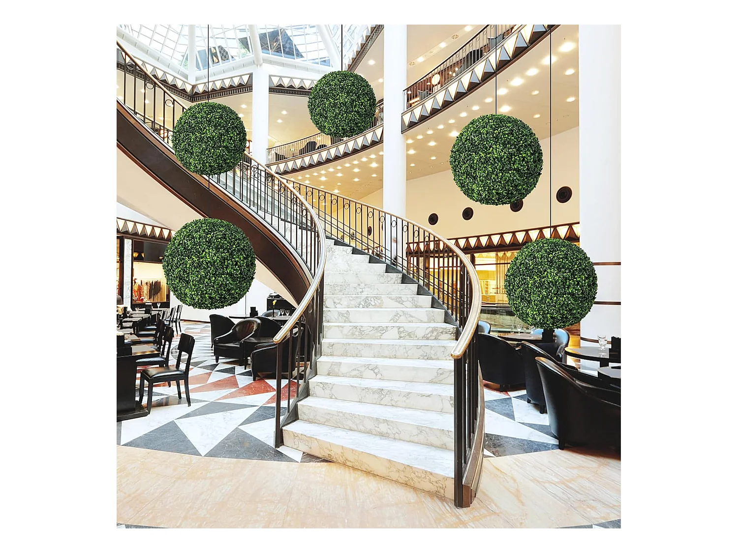 Buxusballen, 2 stuks, 48 cm, buxusbal, uv-bestendig,vormsnoeren, kunstplant, decoratieve plant, boekbal, kunstplant, decoratieve bolplanten voor huis,(donkergroen)