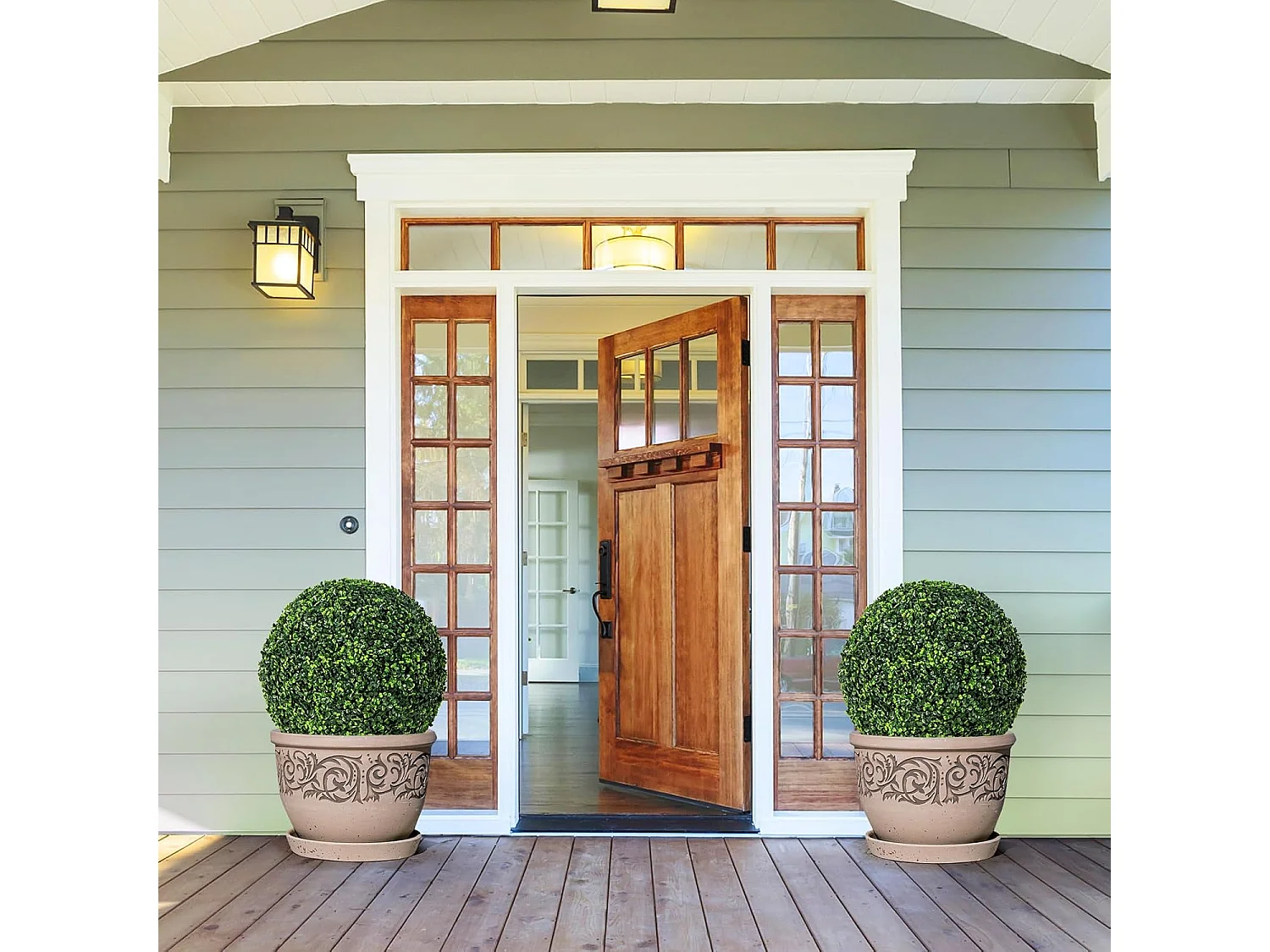 Buxusballen, 2 stuks, 48 cm, buxusbal, uv-bestendig,vormsnoeren, kunstplant, decoratieve plant, boekbal, kunstplant, decoratieve bolplanten voor huis,(donkergroen)