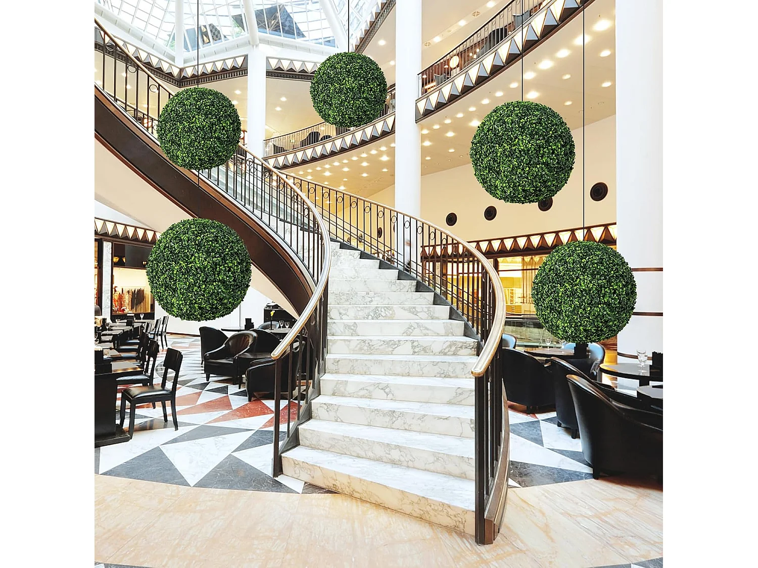 Buxusballen, 2 stuks, 48 cm, buxusbal, uv-bestendig,vormsnoeren, kunstplant, decoratieve plant, boekbal, kunstplant, decoratieve bolplanten voor huis,(donkergroen)