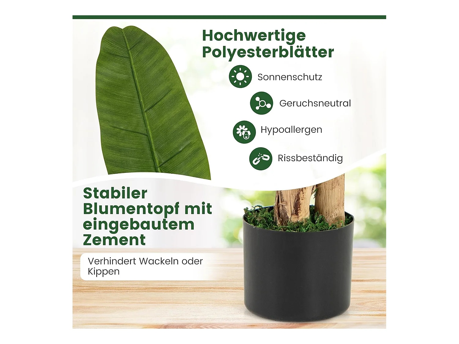 160 cm kunstplant tropische palm, kunstmatige paradijsvogel plant,kamerplant met stabiele pot en 18 bladeren,bananenboom voor tuin,kantoor, kamer, decoratie, groen