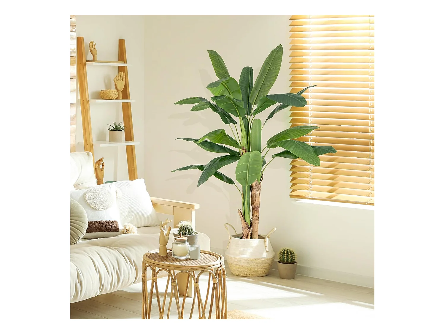 160 cm kunstplant tropische palm, kunstmatige paradijsvogel plant,kamerplant met stabiele pot en 18 bladeren,bananenboom voor tuin,kantoor, kamer, decoratie, groen