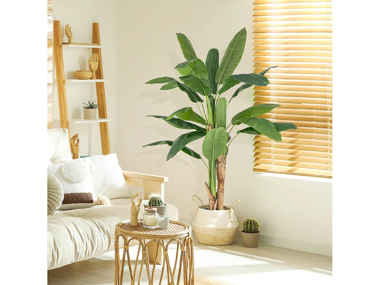 160 cm kunstplant tropische palm, kunstmatige paradijsvogel plant,kamerplant met stabiele pot en 18 bladeren,bananenboom voor tuin,kantoor, kamer, decoratie, groen