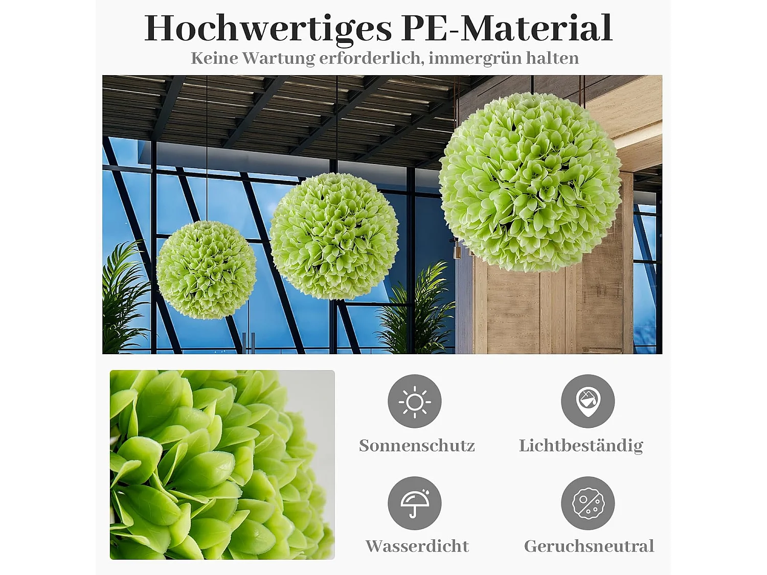 Buxusballen, 28 cm, uv-bestendig, vormgesneden, kunstplant, decoratieve plant, boekbal, kunstplant, decoratieve bolplanten voor huis,tuin, balkon, bruiloft (groen)