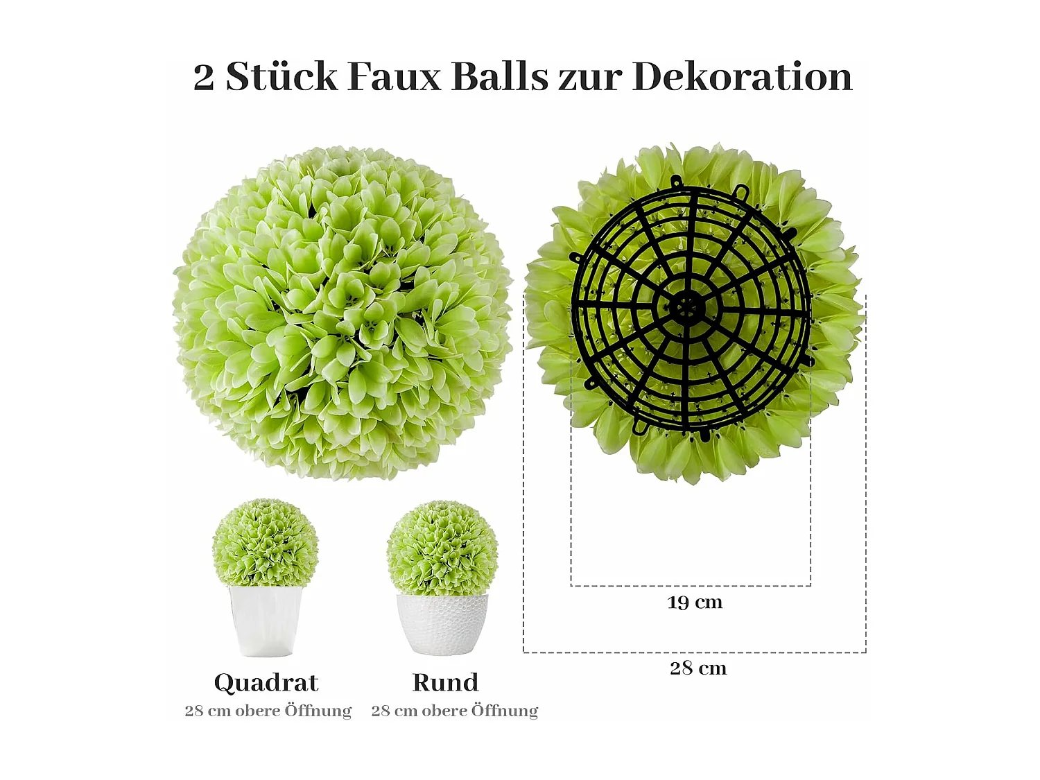 Buxusballen, 28 cm, uv-bestendig, vormgesneden, kunstplant, decoratieve plant, boekbal, kunstplant, decoratieve bolplanten voor huis,tuin, balkon, bruiloft (groen)