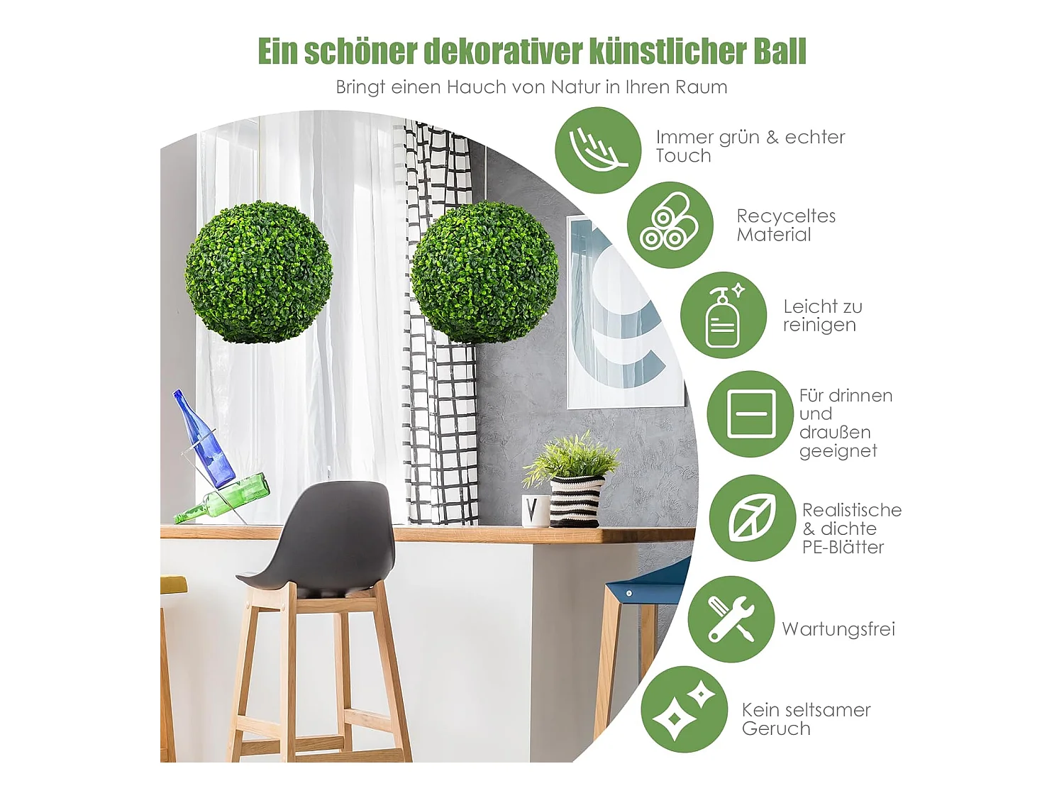 Buxusballen, 2 stuks, 40 cm, buxusbal, uv-bestendig, vormgesneden, kunstplant, decoratieve plant, boekbal,decoratieve bolplanten voor huis, tuin, bruiloft, groen