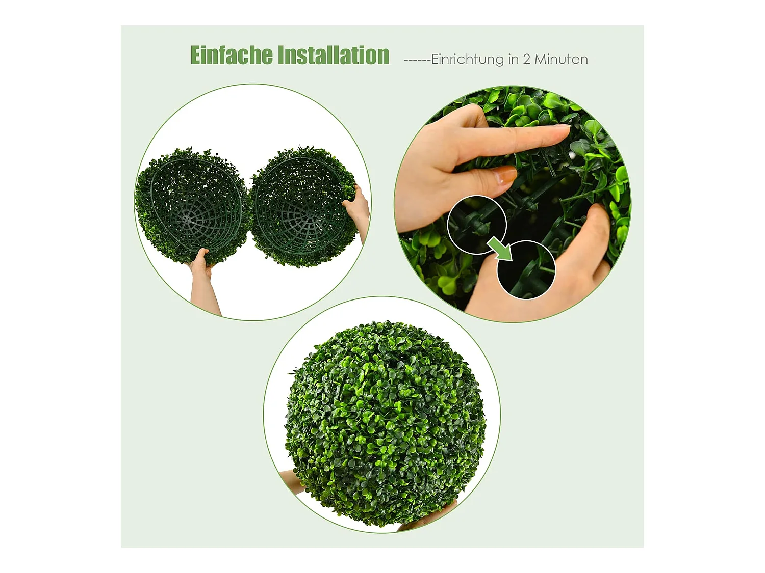 Buxusballen, 2 stuks, 40 cm, buxusbal, uv-bestendig, vormgesneden, kunstplant, decoratieve plant, boekbal,decoratieve bolplanten voor huis, tuin, bruiloft, groen