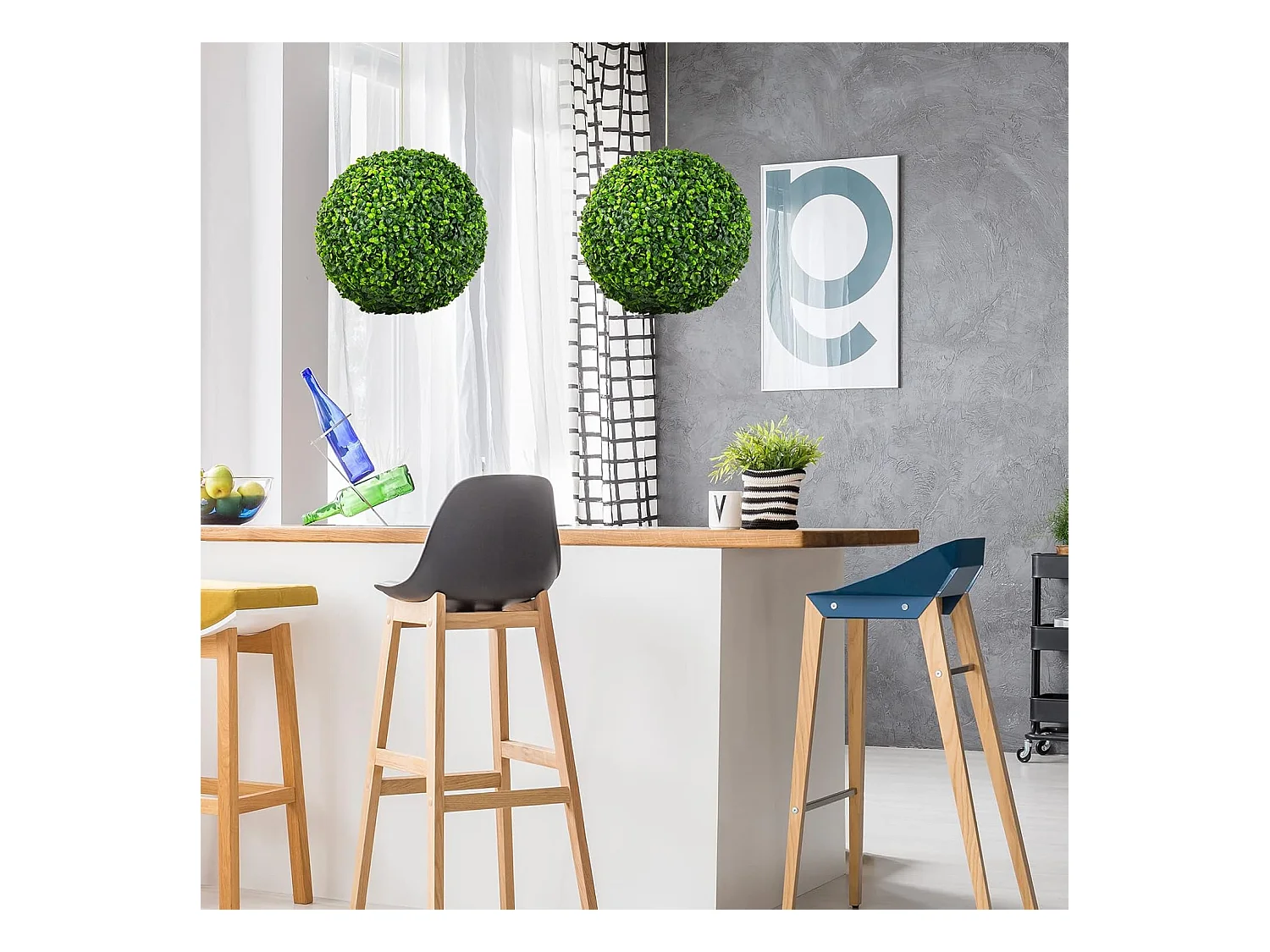 Buxusballen, 2 stuks, 40 cm, buxusbal, uv-bestendig, vormgesneden, kunstplant, decoratieve plant, boekbal,decoratieve bolplanten voor huis, tuin, bruiloft, groen