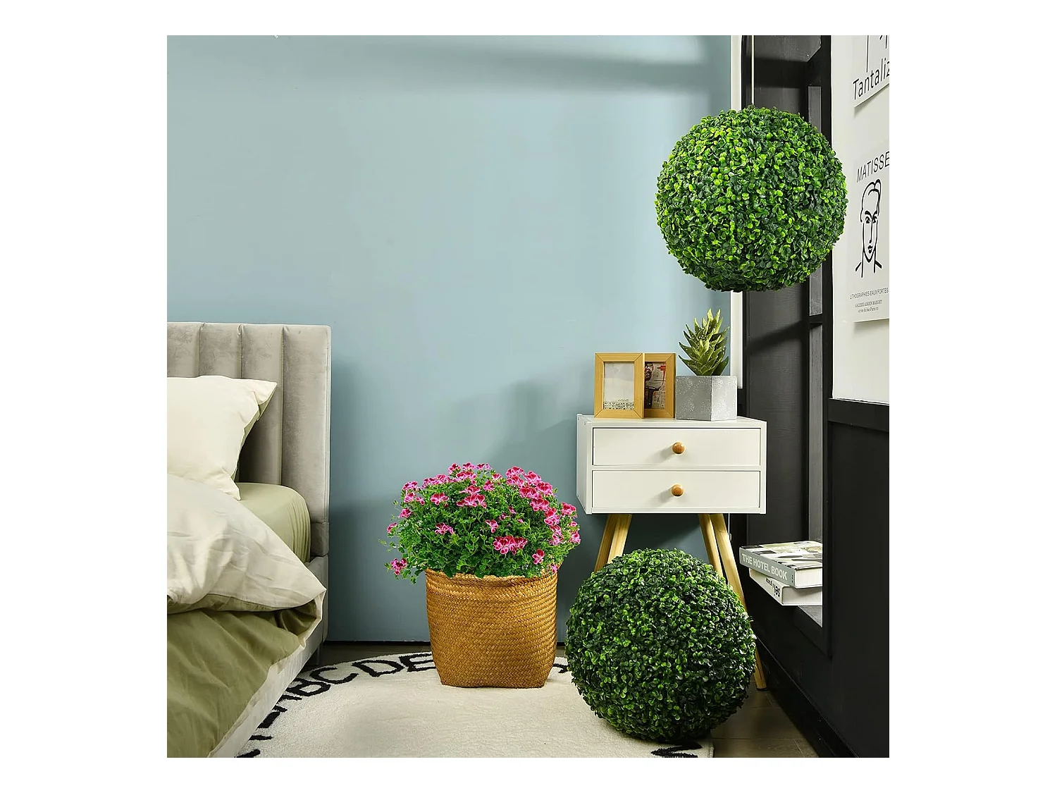 Buxusballen, 2 stuks, 40 cm, buxusbal, uv-bestendig, vormgesneden, kunstplant, decoratieve plant, boekbal,decoratieve bolplanten voor huis, tuin, bruiloft, groen