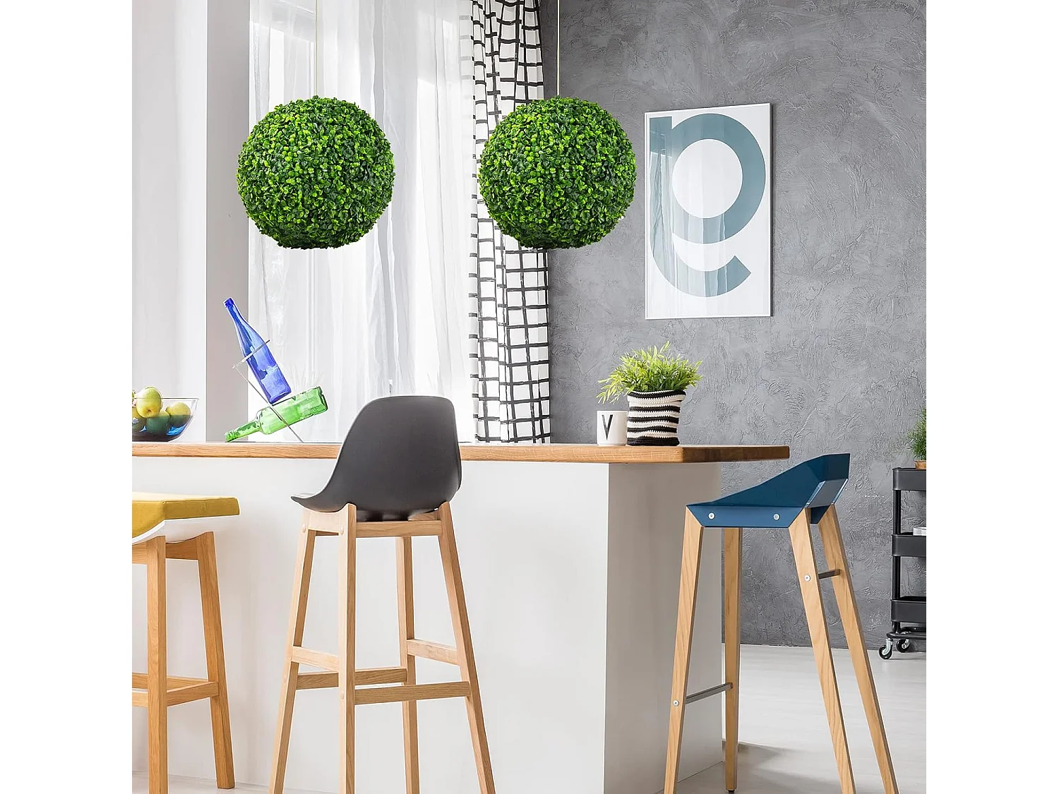 Buxusballen, 2 stuks, 40 cm, buxusbal, uv-bestendig, vormgesneden, kunstplant, decoratieve plant, boekbal,decoratieve bolplanten voor huis, tuin, bruiloft, groen