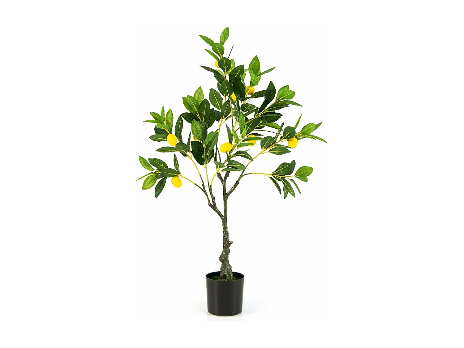 Kunstmatige citroenboom, limonenboom met pot en 9 citroenen,kunstplant met vruchten, citrusplant, potplant, kamerplant, citroenboom voor thuis，groen + geel (80 cm)