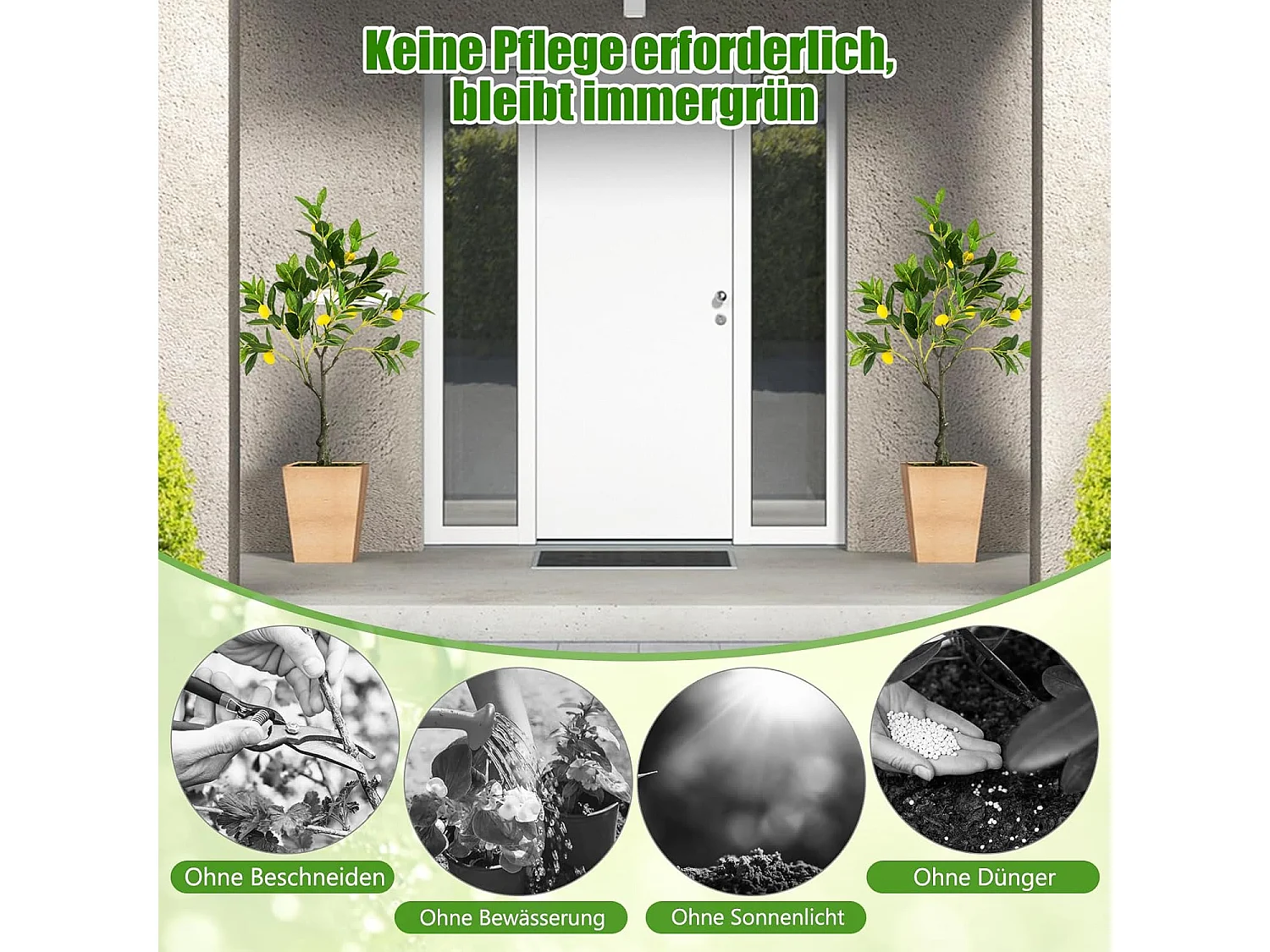 Kunstmatige citroenboom, limonenboom met pot en 9 citroenen,kunstplant met vruchten, citrusplant, potplant, kamerplant, citroenboom voor thuis，groen + geel (80 cm)