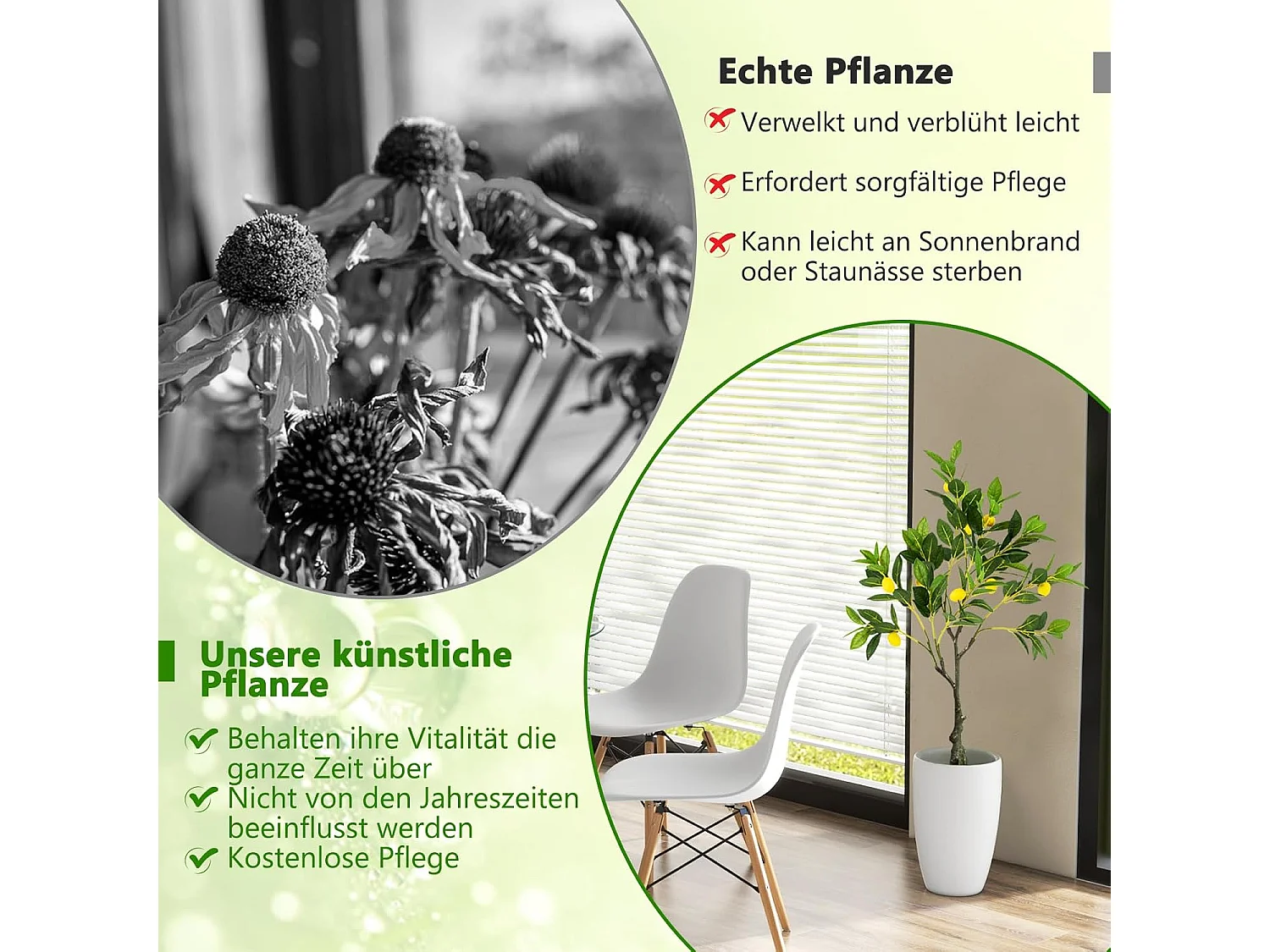 Kunstmatige citroenboom, limonenboom met pot en 9 citroenen,kunstplant met vruchten, citrusplant, potplant, kamerplant, citroenboom voor thuis，groen + geel (80 cm)