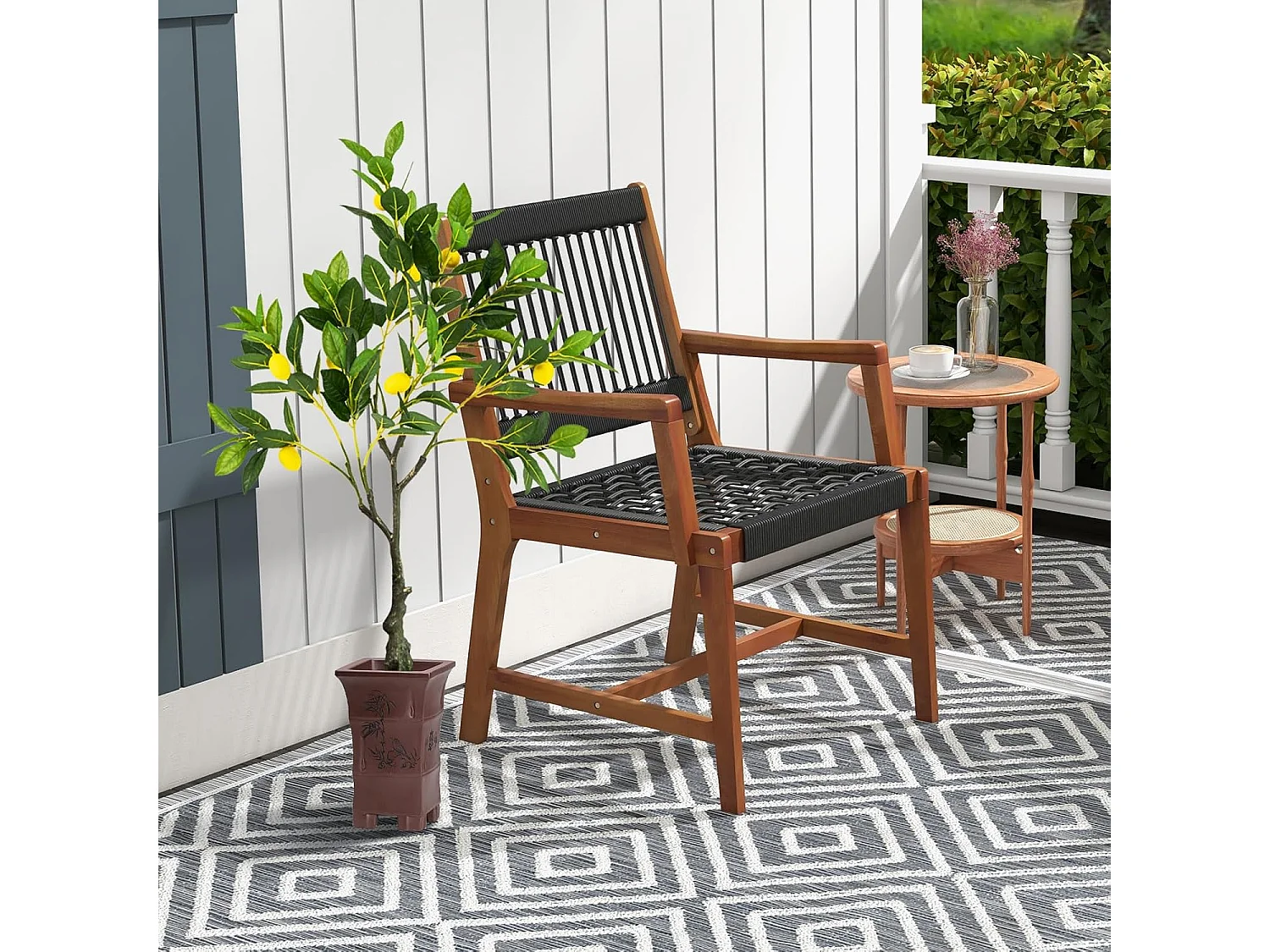 Kunstmatige citroenboom, limonenboom met pot en 9 citroenen,kunstplant met vruchten, citrusplant, potplant, kamerplant, citroenboom voor thuis，groen + geel (80 cm)