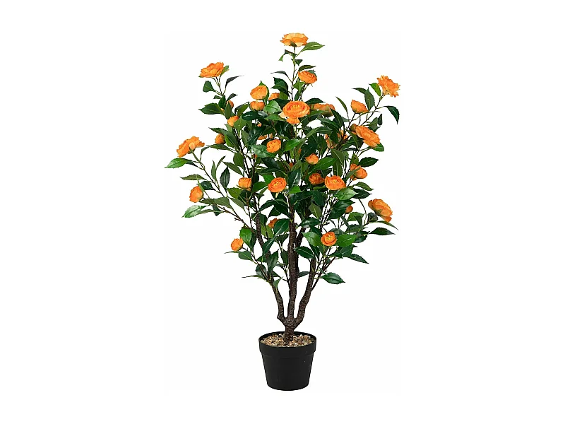 100 cm kunstboom met bloemen, kunstmatige cameliaboom, kunstplant in pot, cameliaplant met 37 bloemen en natuurlijke stam, kunstbloem voor thuis,decoratieve plant